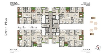 Floor Plan in 4 BHK Apartment at Rajapushpa Infina, Manchirevula – for Sale