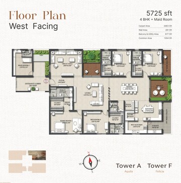 Floor Plan in 4 BHK Apartment at Rajapushpa Infina, Manchirevula – for Sale