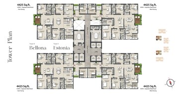 Floor Plan in 4 BHK Apartment at Rajapushpa Infina, Manchirevula – for Sale