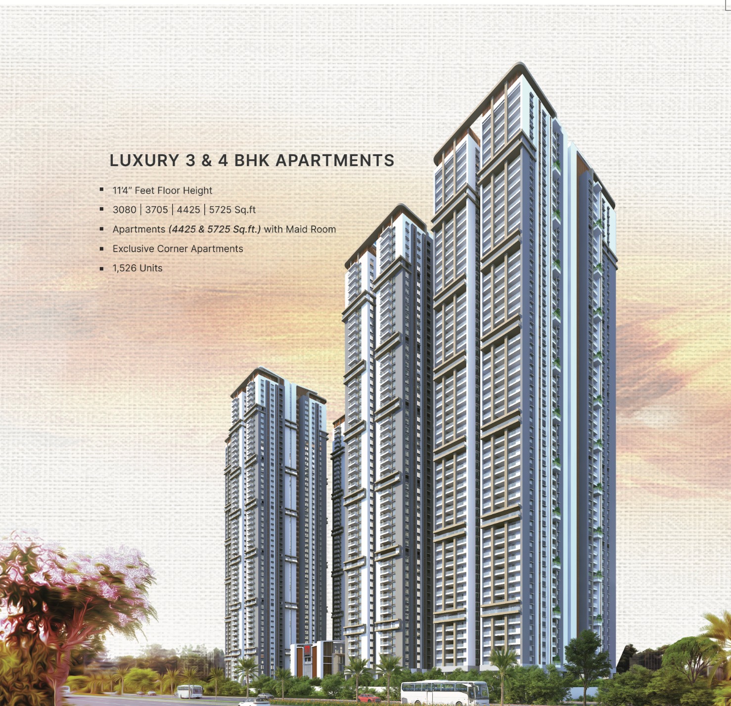 3 BHK + Pooja Room,Study Room 3080 Sq.Ft. Apartment in Rajapushpa Infina