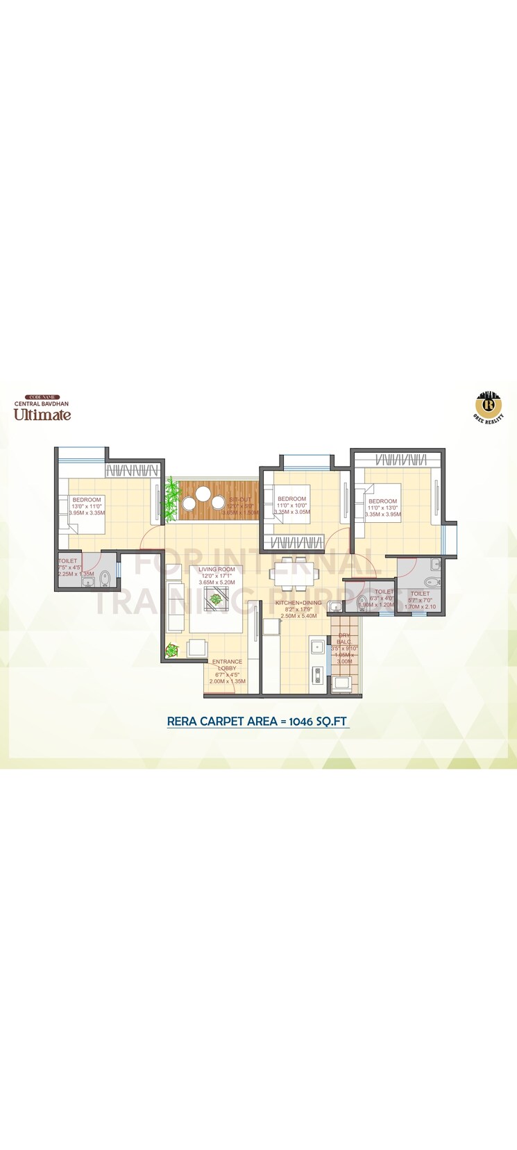 Floor Plan, oree-cloud-51 3 Bedroom 1049 Sq.Ft. Apartment In Bavdhan Pune 7834888