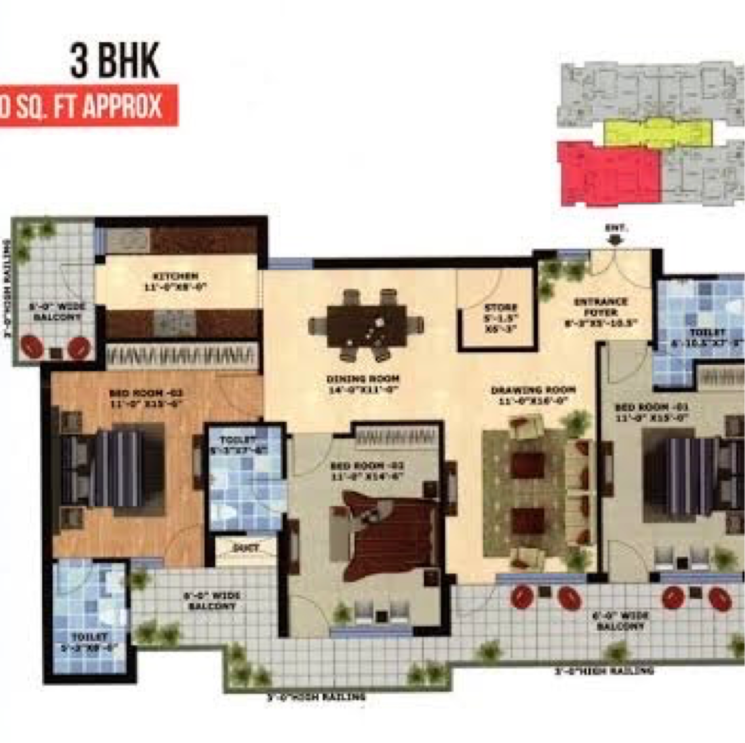 Master Plan, altura-apartments 3 Bedroom 1710 Sq.Ft. Apartment In Nagla Road Zirakpur 7835270