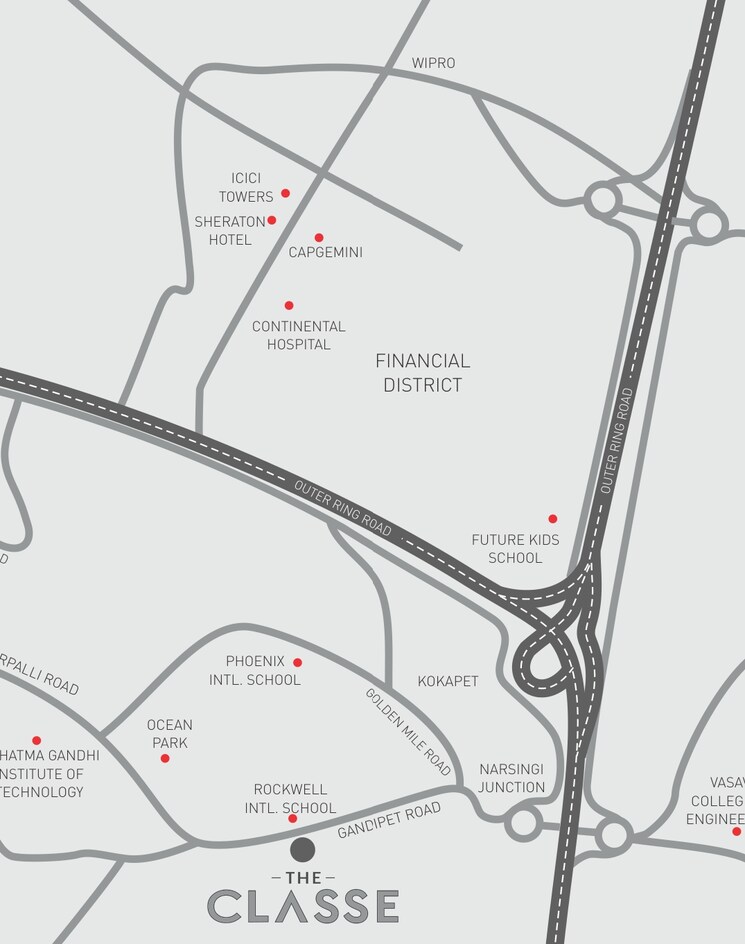 Map Location, dsr-the-classe 4 Bedroom 3333 Sq.Ft. Apartment In Narsingi Hyderabad 7839765