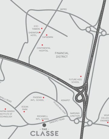 4 BHK Apartment – Map Location View at DSR The Classe, Narsingi - for Sale