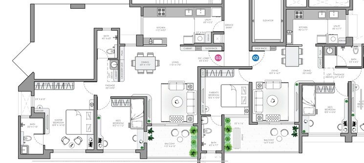 Floor Plan, vilas-javdekar-yashwin-urbo-centro 2 Bedroom 910 Sq.Ft. Apartment In Wakad Pune 7841066