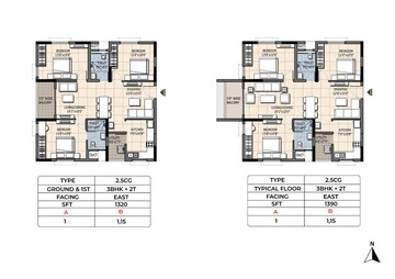 Floor Plan in 3 BHK Apartment at Ramky One Orbit, Nallagandla – for Sale