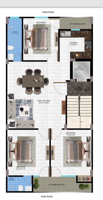 Floor Plan in 3 BHK Builder Floor at Paras Manor, Gwal Pahari – for Sale