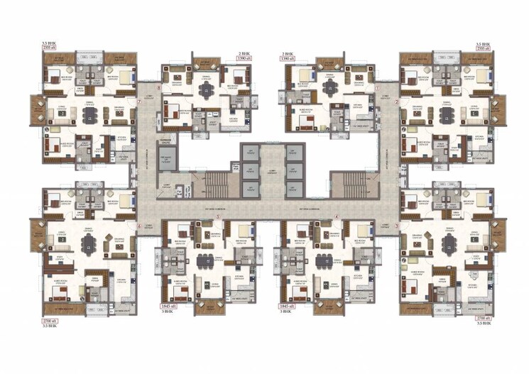 Floor Plan, vision-arsha 3 Bedroom 2700 Sq.Ft. Apartment In Tellapur Hyderabad 7851941