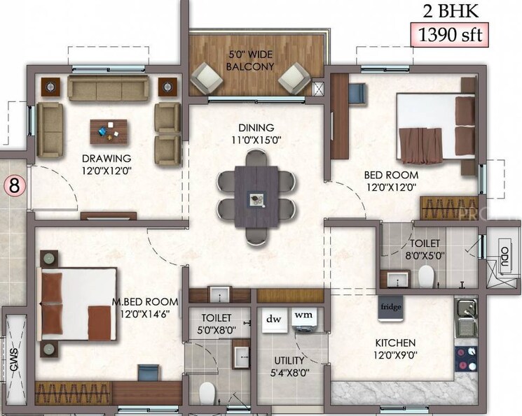 Floor Plan, vision-arsha 3 Bedroom 2700 Sq.Ft. Apartment In Tellapur Hyderabad 7851941