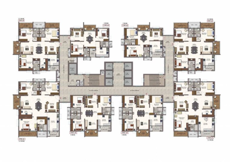 Floor Plan, vision-arsha 3 Bedroom 2700 Sq.Ft. Apartment In Tellapur Hyderabad 7852007