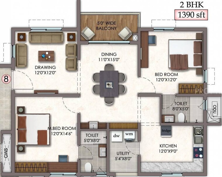 Floor Plan, vision-arsha 3 Bedroom 2700 Sq.Ft. Apartment In Tellapur Hyderabad 7852007