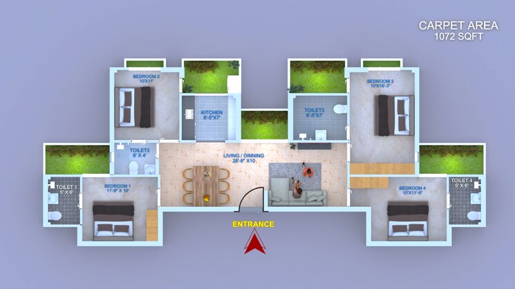 Master Bedroom, sector 87 3 Bedroom 850 Sq.Ft. Apartment In Sector 87 Faridabad 7852089