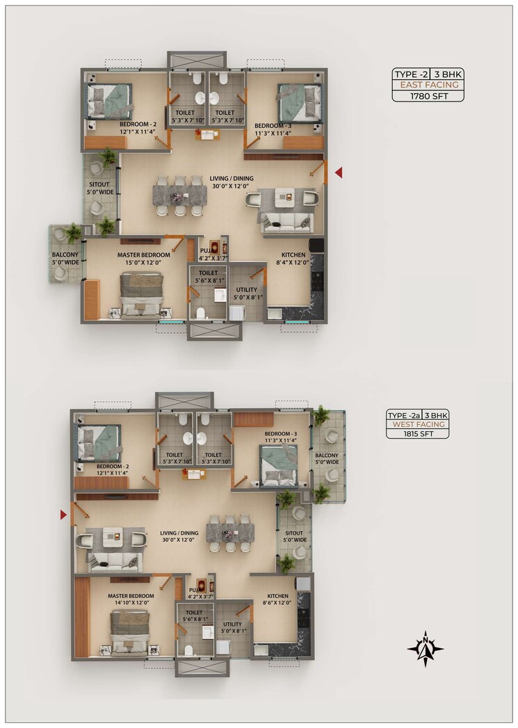 Floor Plan, ramky-one-astra 3 Bedroom 1780 Sq.Ft. Apartment In Kokapet Hyderabad 7852558