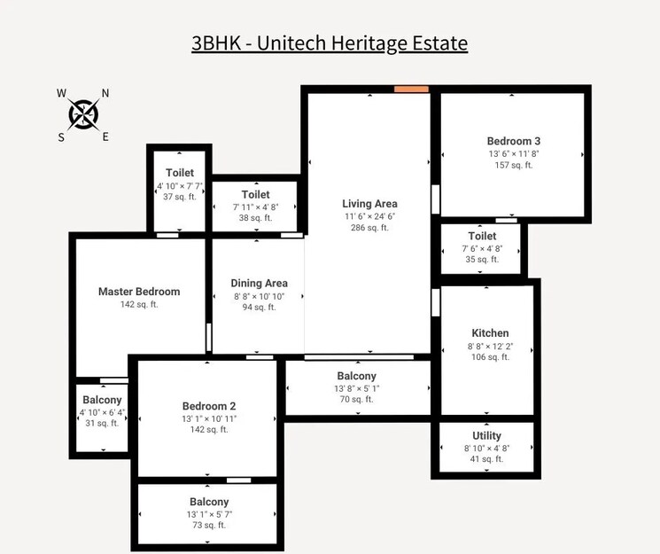 Floor Plan, yelahanka 3 Bedroom 1590 Sq.Ft. Apartment In Yelahanka Bangalore 7853907