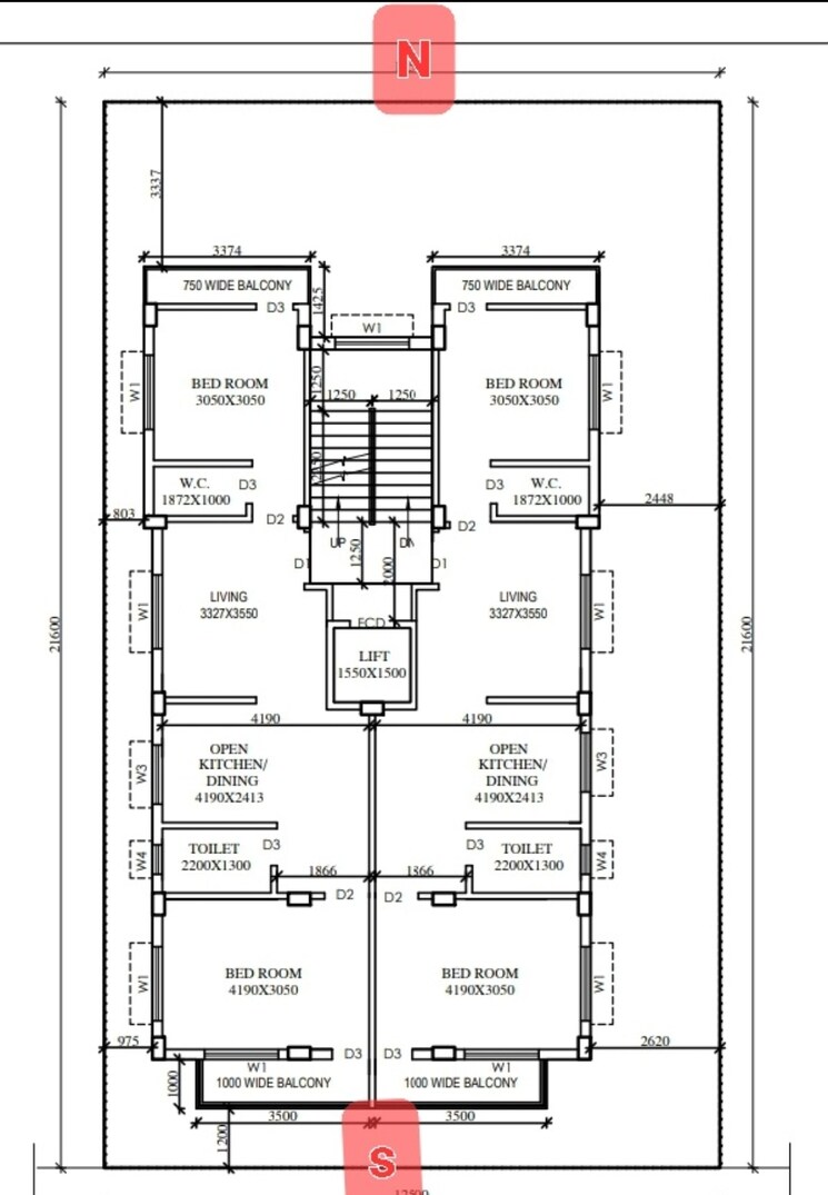 Floor Plan, new town action area 1 2 Bedroom 990 Sq.Ft. Apartment In New Town Action Area 1 Kolkata 7856762
