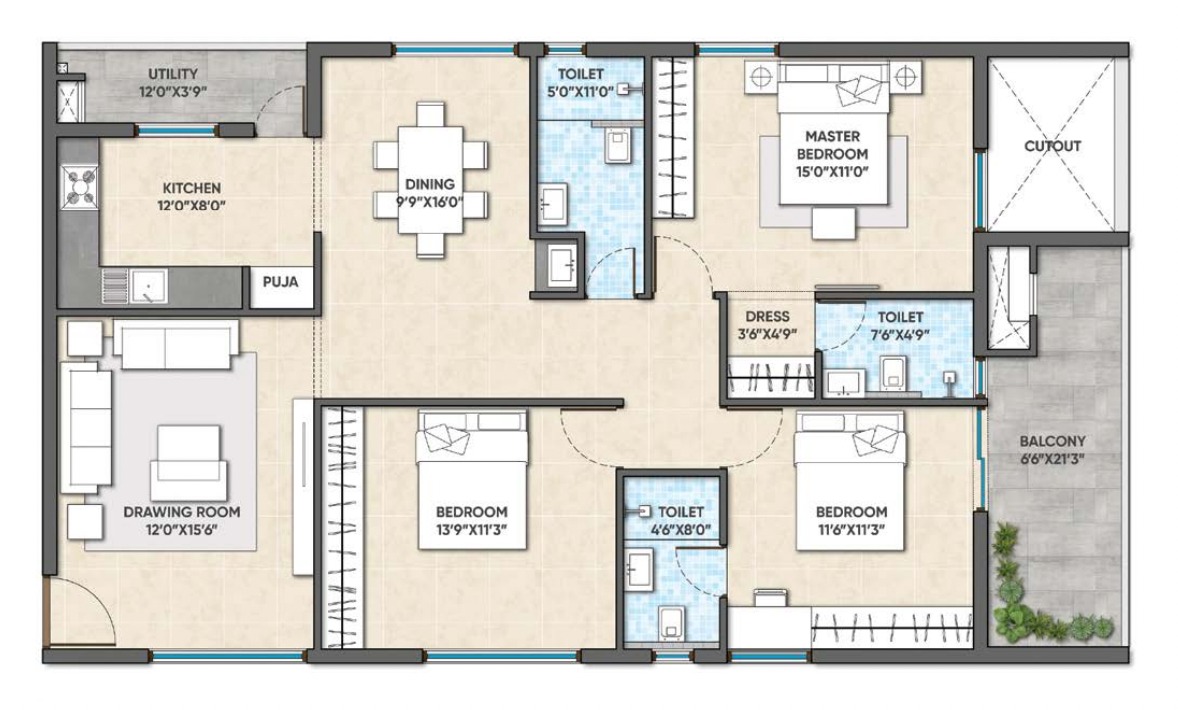 3 BHK Apartment For Sale in GHR Titania