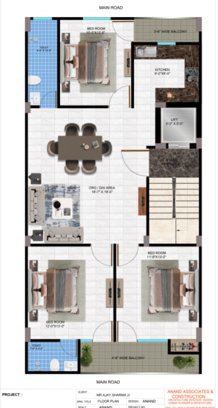 Floor Plan, mandi 3 Bedroom 138 Sq.Yd. Builder Floor In Mandi Delhi 7860599