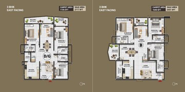 Floor Plan in 3 BHK Apartment at Lumbini Elysee, Puppalaguda – for Sale