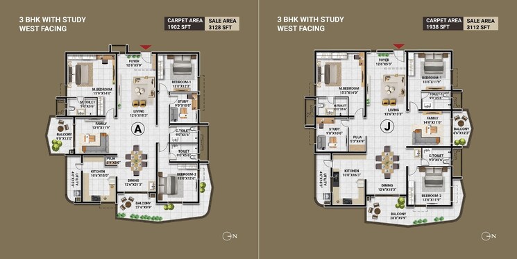 Floor Plan, lumbini-elysee 3 Bedroom 2101 Sq.Ft. Apartment In Puppalaguda Hyderabad 7861909