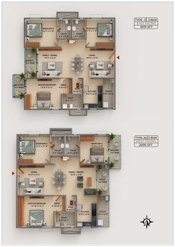 Floor Plan in 3 BHK Apartment at Ramky One Astra, Kokapet – for Sale