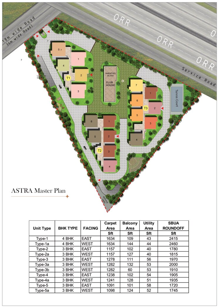 Master Plan, ramky-one-astra 3 Bedroom 1720 Sq.Ft. Apartment In Kokapet Hyderabad 7861953