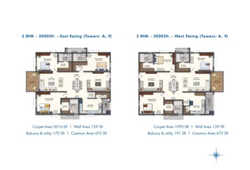 Floor Plan in 4 BHK Apartment at Rajapushpa Pristinia, Kokapet – for Sale