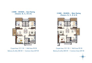 Floor Plan in 4 BHK Apartment at Rajapushpa Pristinia, Kokapet – for Sale