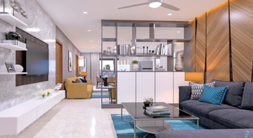 Living Room in 3 BHK Apartment at Hallmark Skyrena, Narsingi – for Sale