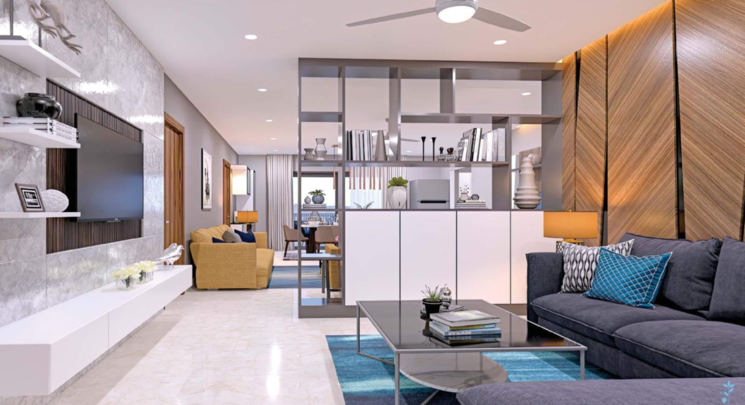 Living Room, hallmark-skyrena 3 Bedroom 1635 Sq.Ft. Apartment In Narsingi Hyderabad 7862507