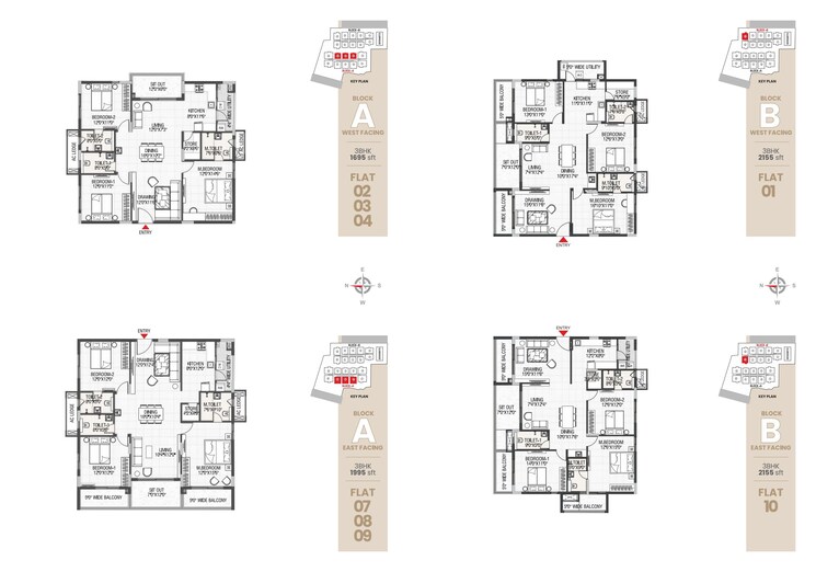 Floor Plan, verdant-bayleaf 3 Bedroom 1995 Sq.Ft. Apartment In Manchirevula Hyderabad 7862944