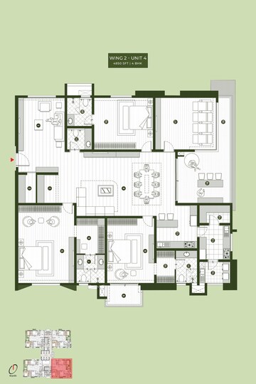 Floor Plan in 4 BHK Apartment at Sumadhura Palais Royale, Puppalaguda – for Sale