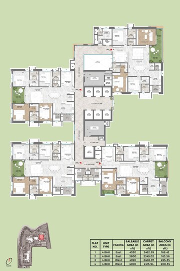Floor Plan in 4 BHK Apartment at Sumadhura Palais Royale, Puppalaguda – for Sale