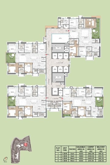 Floor Plan in 4 BHK Apartment at Sumadhura Palais Royale, Puppalaguda – for Sale