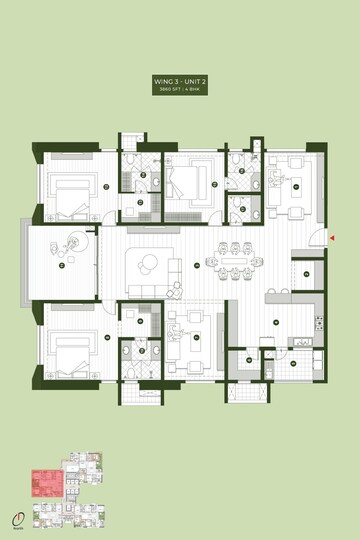 Floor Plan in 4 BHK Apartment at Sumadhura Palais Royale, Puppalaguda – for Sale