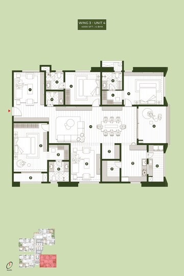 Floor Plan in 4 BHK Apartment at Sumadhura Palais Royale, Puppalaguda – for Sale