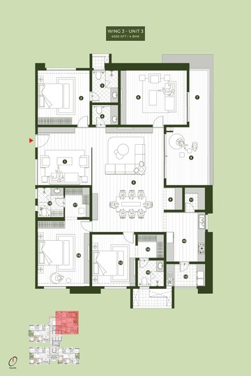 Floor Plan in 4 BHK Apartment at Sumadhura Palais Royale, Puppalaguda – for Sale