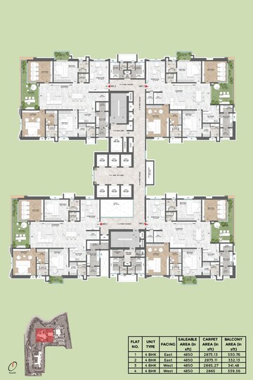 Floor Plan in 4 BHK Apartment at Sumadhura Palais Royale, Puppalaguda – for Sale