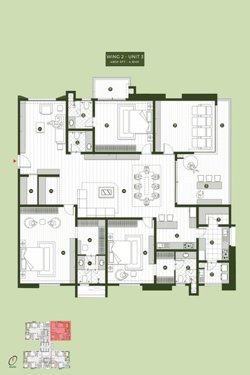 Floor Plan in 4 BHK Apartment at Sumadhura Palais Royale, Puppalaguda – for Sale