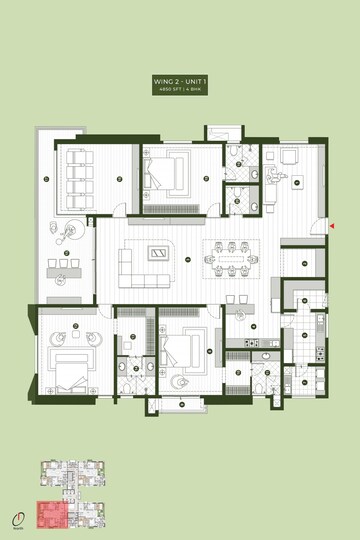 Floor Plan in 4 BHK Apartment at Sumadhura Palais Royale, Puppalaguda – for Sale