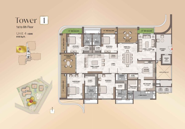 Master Plan, western-marina 4 Bedroom 6035 Sq.Ft. Apartment In Puppalaguda Hyderabad 7863091