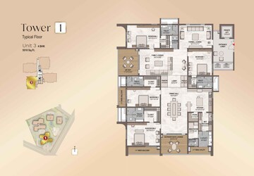 Floor Plan in 4 BHK Apartment at Western Marina, Puppalaguda – for Sale