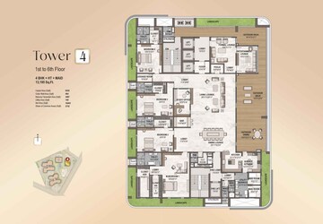 Floor Plan in 4 BHK Apartment at Western Marina, Puppalaguda – for Sale