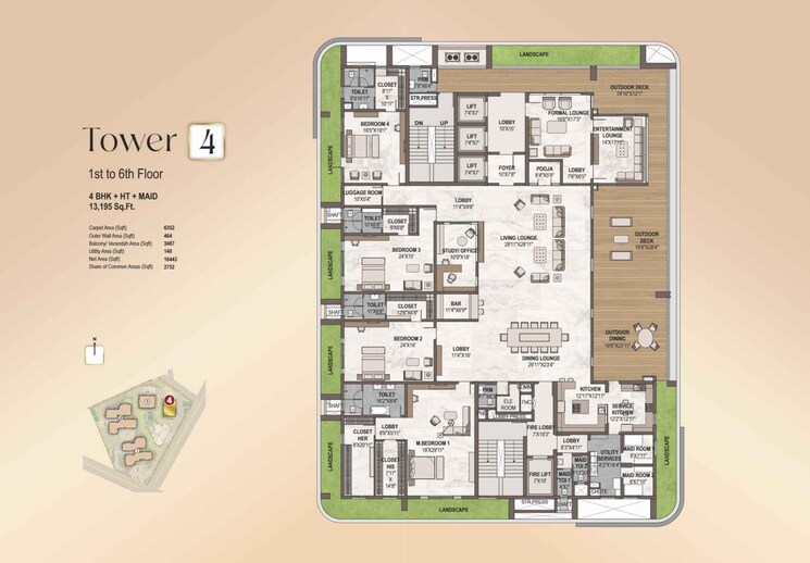 Floor Plan, western-marina 4 Bedroom 5480 Sq.Ft. Apartment In Puppalaguda Hyderabad 7863095