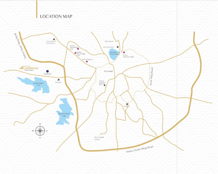 Map Location, sattva-lakeridge 3 Bedroom 2152 Sq.Ft. Apartment In Gowlidoddy Hyderabad 7863131