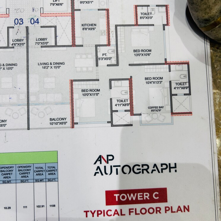 Floor Plan, anp-autograph 3 Bedroom 1100 Sq.Ft. Apartment In Punawale Pune 7866495