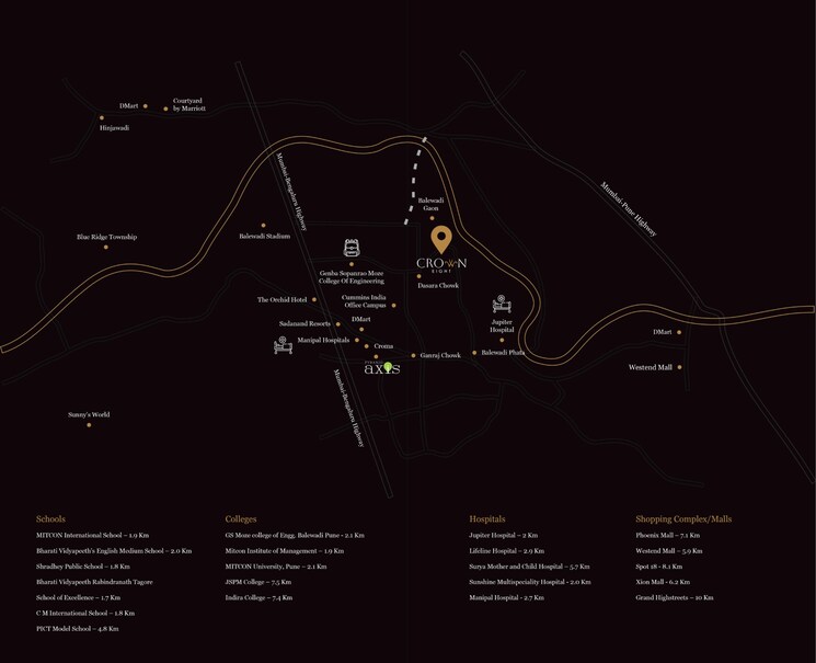 Map Location, pyramid-crown-8 3 Bedroom 1233 Sq.Ft. Apartment In Balewadi Pune 7866684