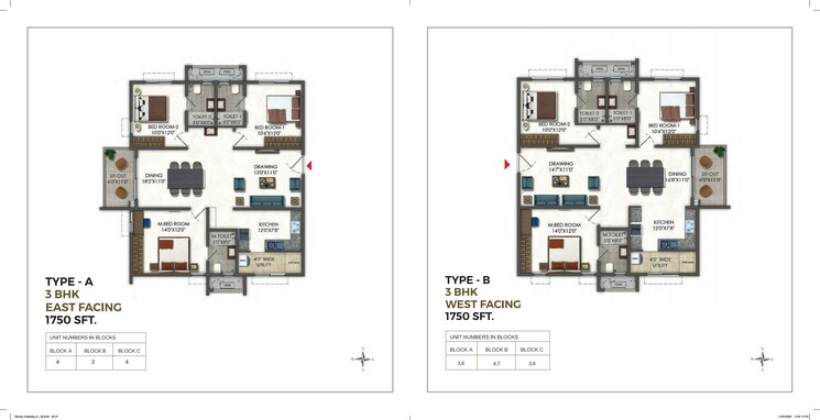 Floor Plan, ramky-one-odyssey 3 Bedroom 1750 Sq.Ft. Apartment In Narsingi Hyderabad 7868869
