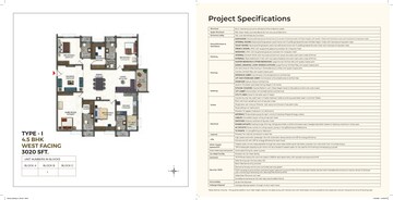 Floor Plan in 3 BHK Apartment at Ramky One Odyssey, Narsingi – for Sale