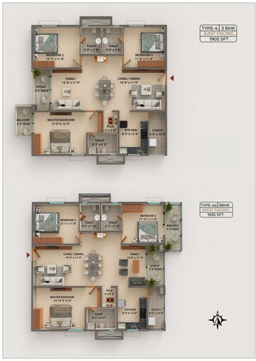 Floor Plan in 3 BHK Apartment at Ramky One Astra, Kokapet – for Sale