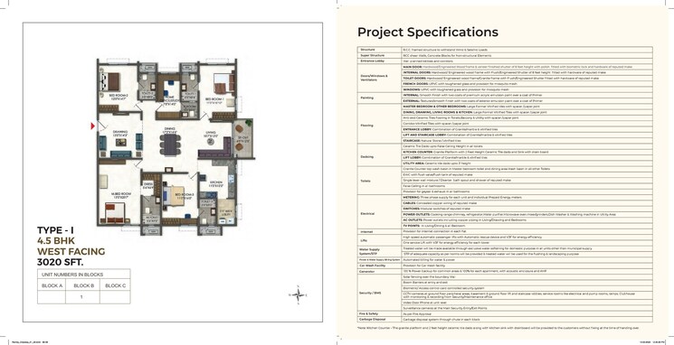 Master Bedroom, ramky-one-odyssey 3 Bedroom 1750 Sq.Ft. Apartment In Narsingi Hyderabad 7868907